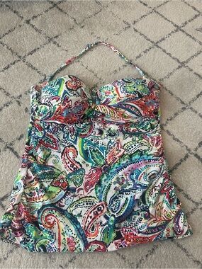 Lauren Ralph Lauren Multicolor Paisley Bandeau Tankini Top